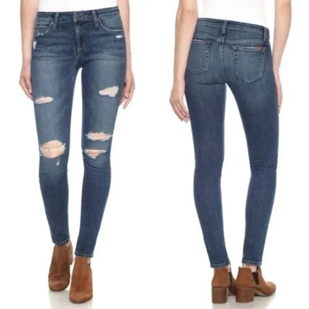 Joe's Jeans The Icon Mid Rise Skinny Jeans 27x27 Distressed Blue Denim ❤️